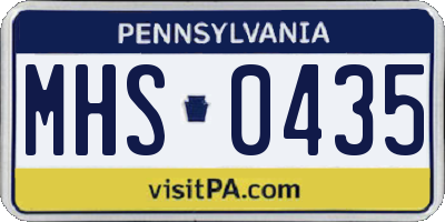 PA license plate MHS0435