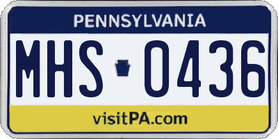 PA license plate MHS0436