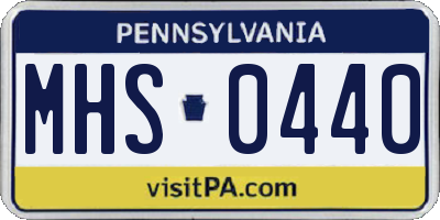 PA license plate MHS0440