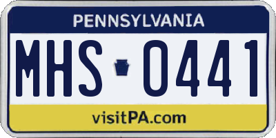 PA license plate MHS0441