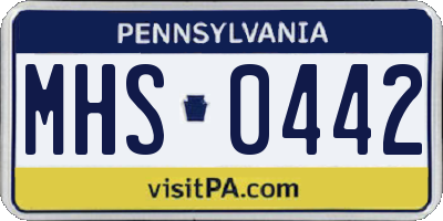 PA license plate MHS0442