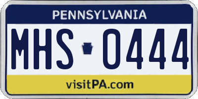 PA license plate MHS0444