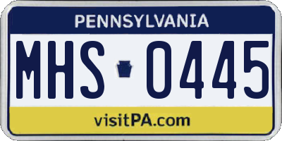 PA license plate MHS0445