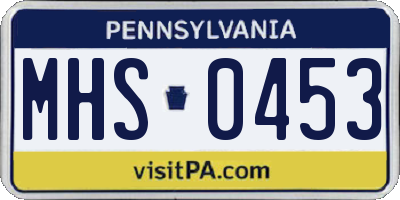 PA license plate MHS0453