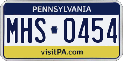 PA license plate MHS0454