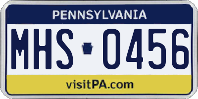 PA license plate MHS0456