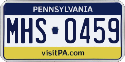 PA license plate MHS0459