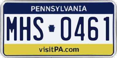 PA license plate MHS0461
