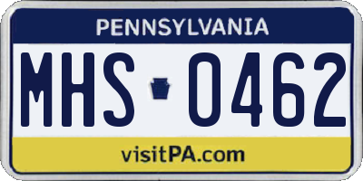 PA license plate MHS0462