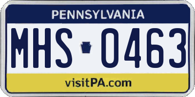 PA license plate MHS0463