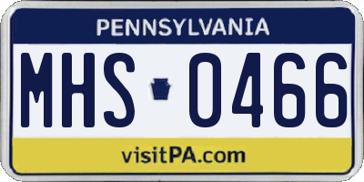 PA license plate MHS0466