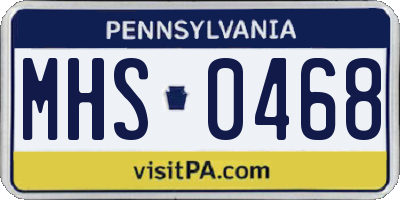 PA license plate MHS0468