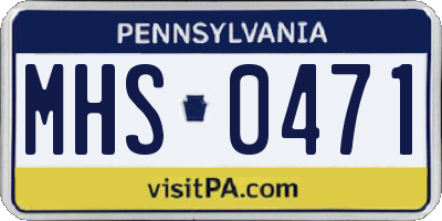 PA license plate MHS0471