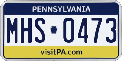 PA license plate MHS0473