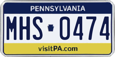 PA license plate MHS0474