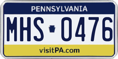 PA license plate MHS0476