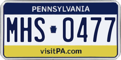 PA license plate MHS0477