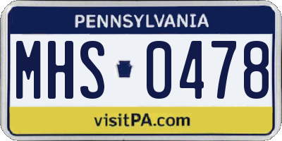 PA license plate MHS0478