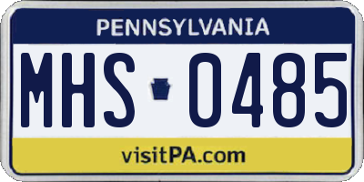PA license plate MHS0485