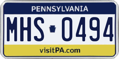 PA license plate MHS0494