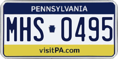 PA license plate MHS0495