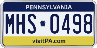 PA license plate MHS0498