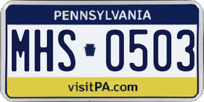 PA license plate MHS0503
