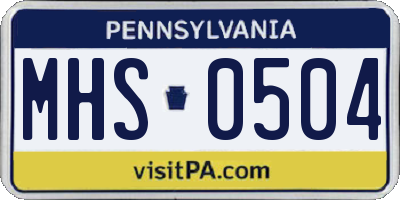 PA license plate MHS0504