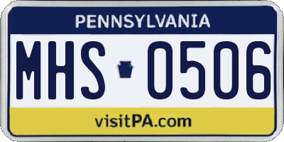 PA license plate MHS0506