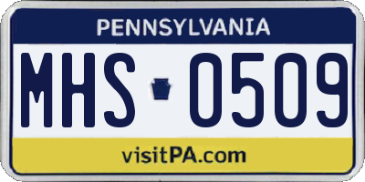 PA license plate MHS0509