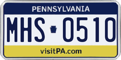 PA license plate MHS0510