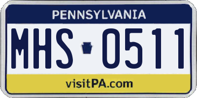 PA license plate MHS0511