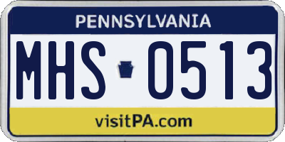 PA license plate MHS0513