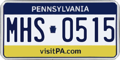 PA license plate MHS0515