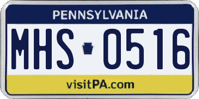 PA license plate MHS0516