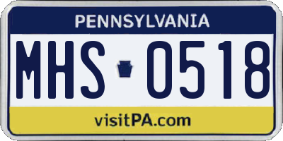 PA license plate MHS0518