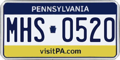 PA license plate MHS0520