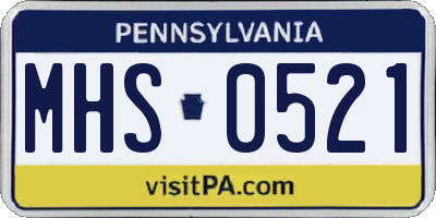 PA license plate MHS0521