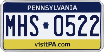 PA license plate MHS0522