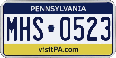 PA license plate MHS0523