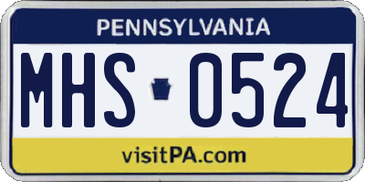 PA license plate MHS0524
