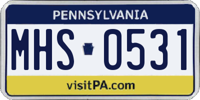 PA license plate MHS0531
