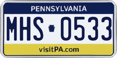 PA license plate MHS0533