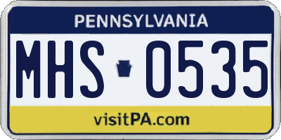 PA license plate MHS0535