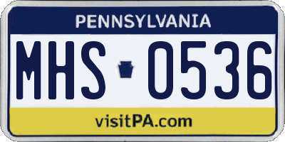 PA license plate MHS0536