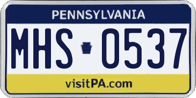 PA license plate MHS0537