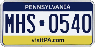 PA license plate MHS0540