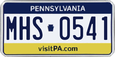 PA license plate MHS0541