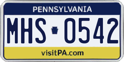 PA license plate MHS0542
