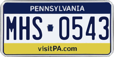 PA license plate MHS0543